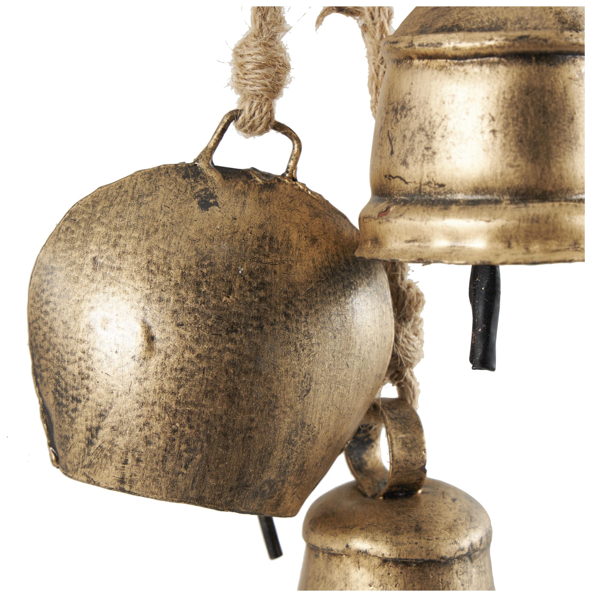 Image 2 Gold Metal Bohemian Decorative Cow Bells, 3" x 3" x 22" more views