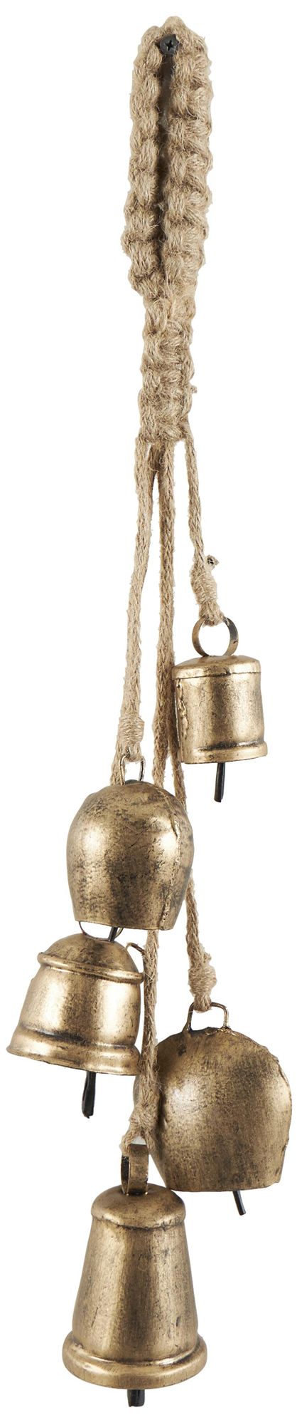 Image 5 Gold Metal Bohemian Decorative Cow Bells, 3" x 3" x 22" more views