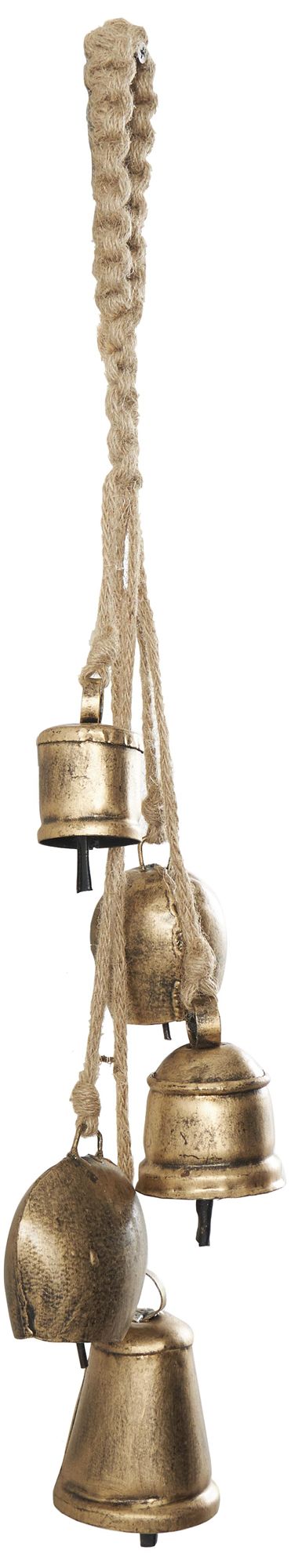 Image 6 Gold Metal Bohemian Decorative Cow Bells, 3" x 3" x 22" more views
