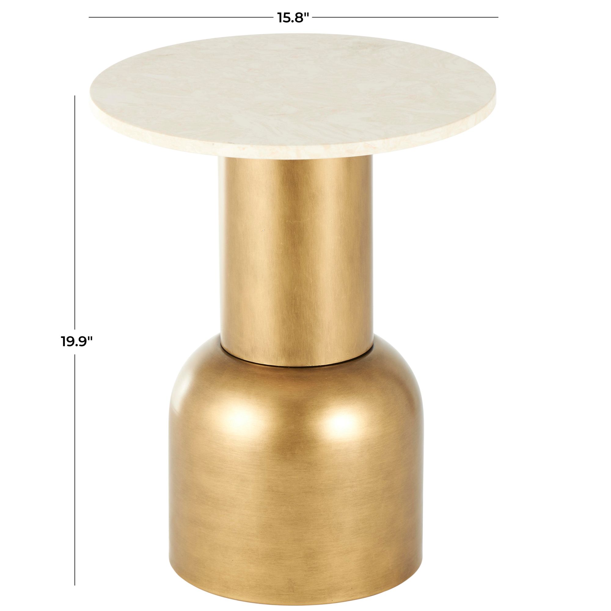Image 7 Gold Metal Contemporary Accent Table, 16" x 16" x 20" more views