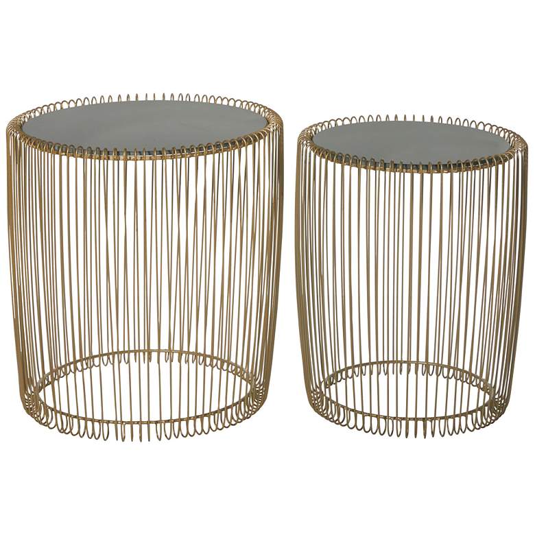 Image 1 Gold Metal Contemporary Accent Table, S/2 17", 18"H