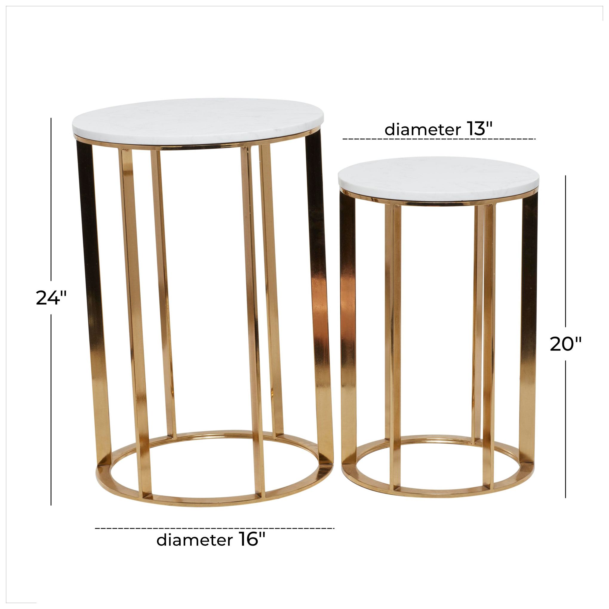 Image 7 Gold Metal Contemporary Accent Table, S/2 24", 20"H more views