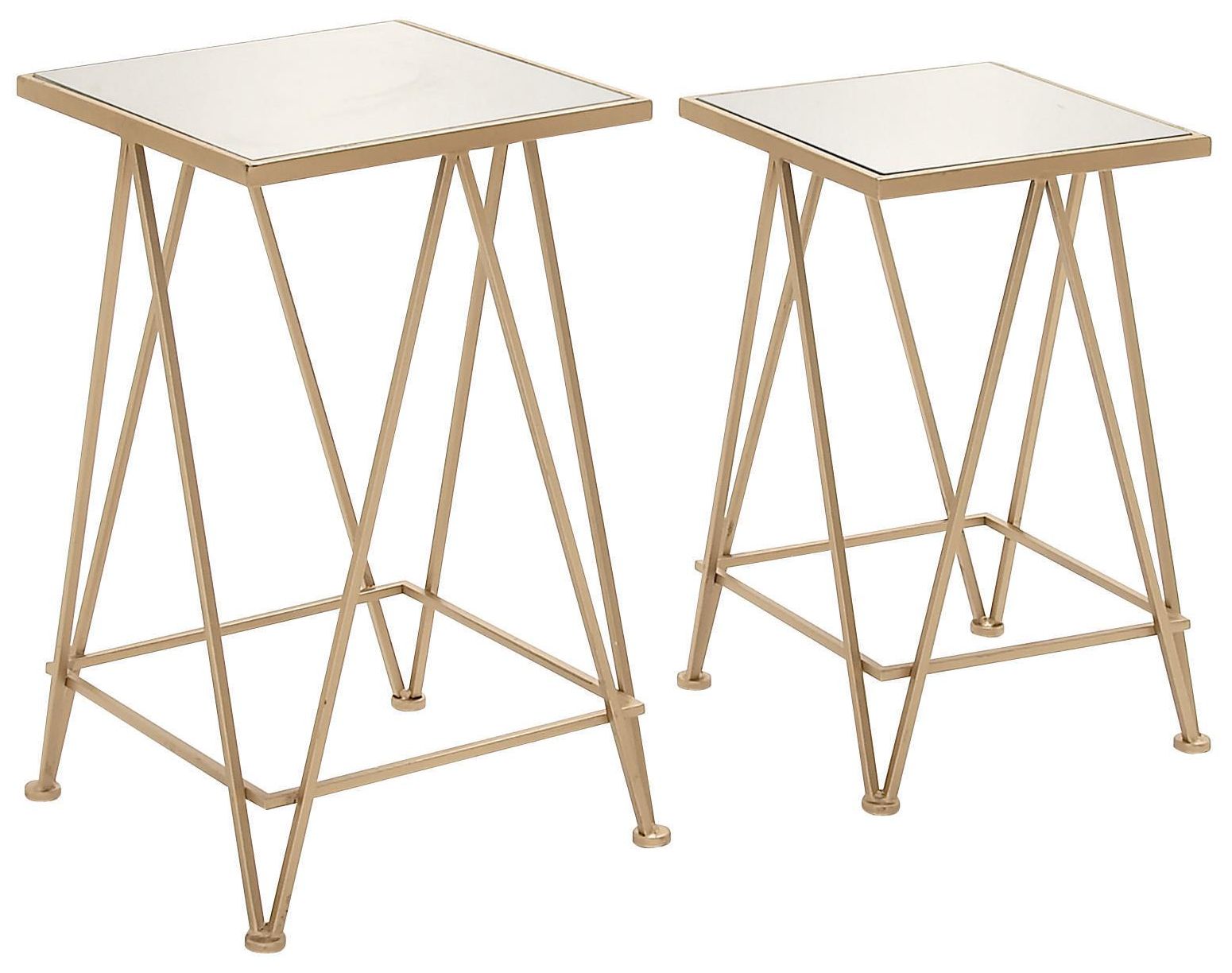 Image 2 Gold Metal Contemporary Accent Table, S/2 26", 22"H