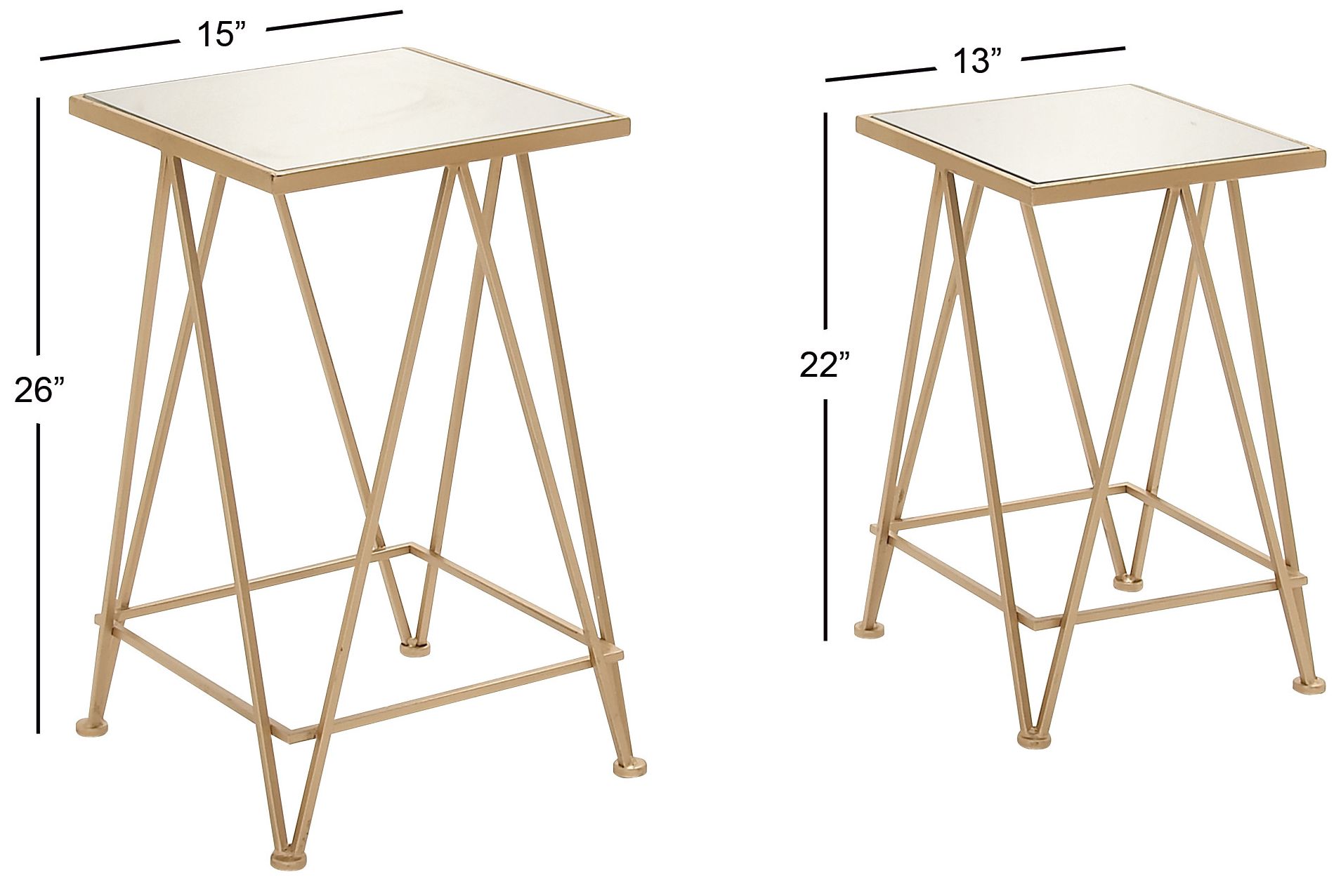 Image 6 Gold Metal Contemporary Accent Table, S/2 26", 22"H more views
