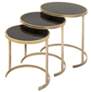 Gold Metal Contemporary Accent Table, S/3 21", 19", 17"H