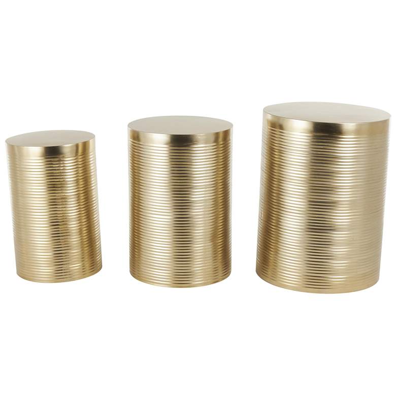 Image 1 Gold Metal Contemporary Accent Table, S/3 24", 22", 20"H