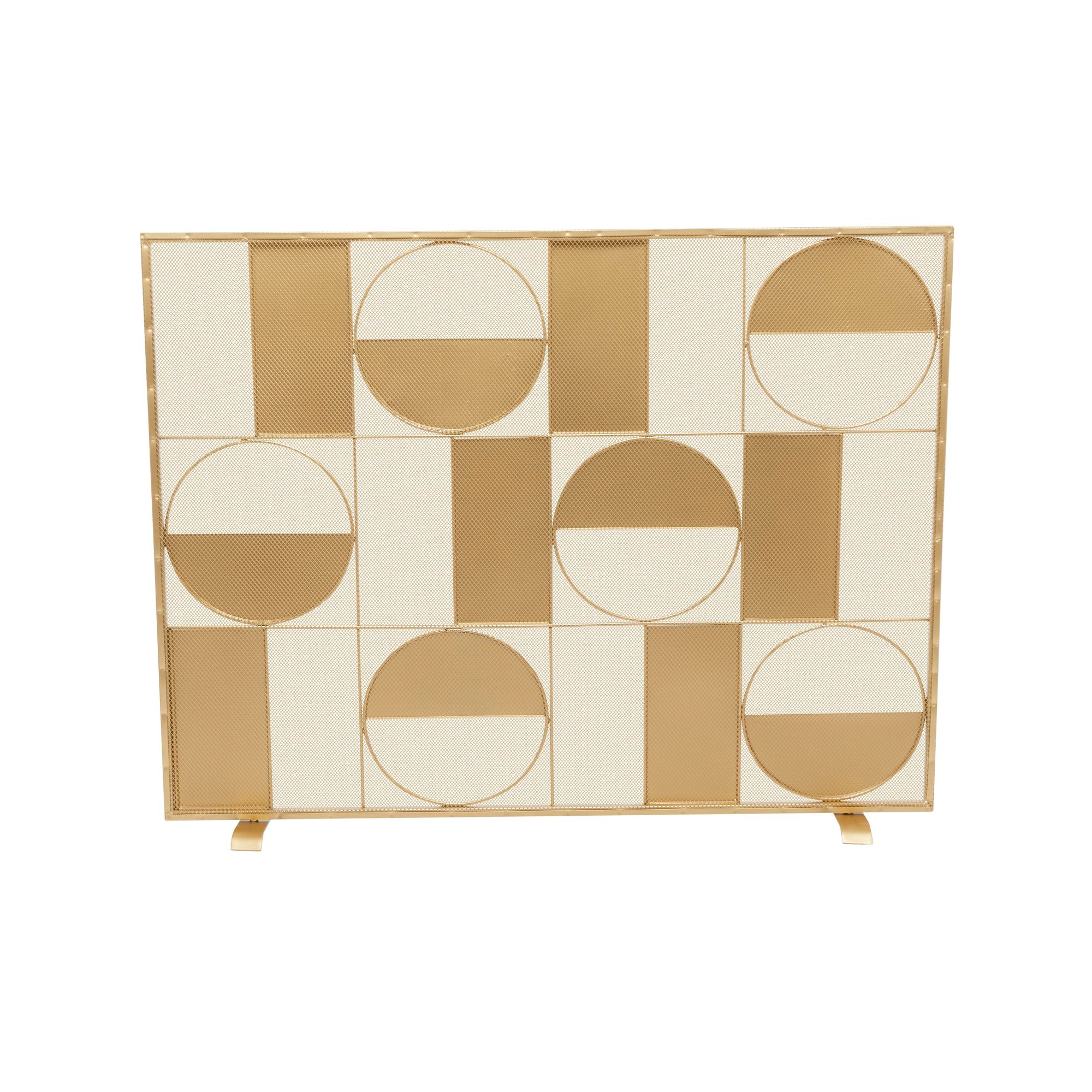 Image 5 Gold Metal Contemporary Fireplace Screen, 40" x 6" x 32" more views