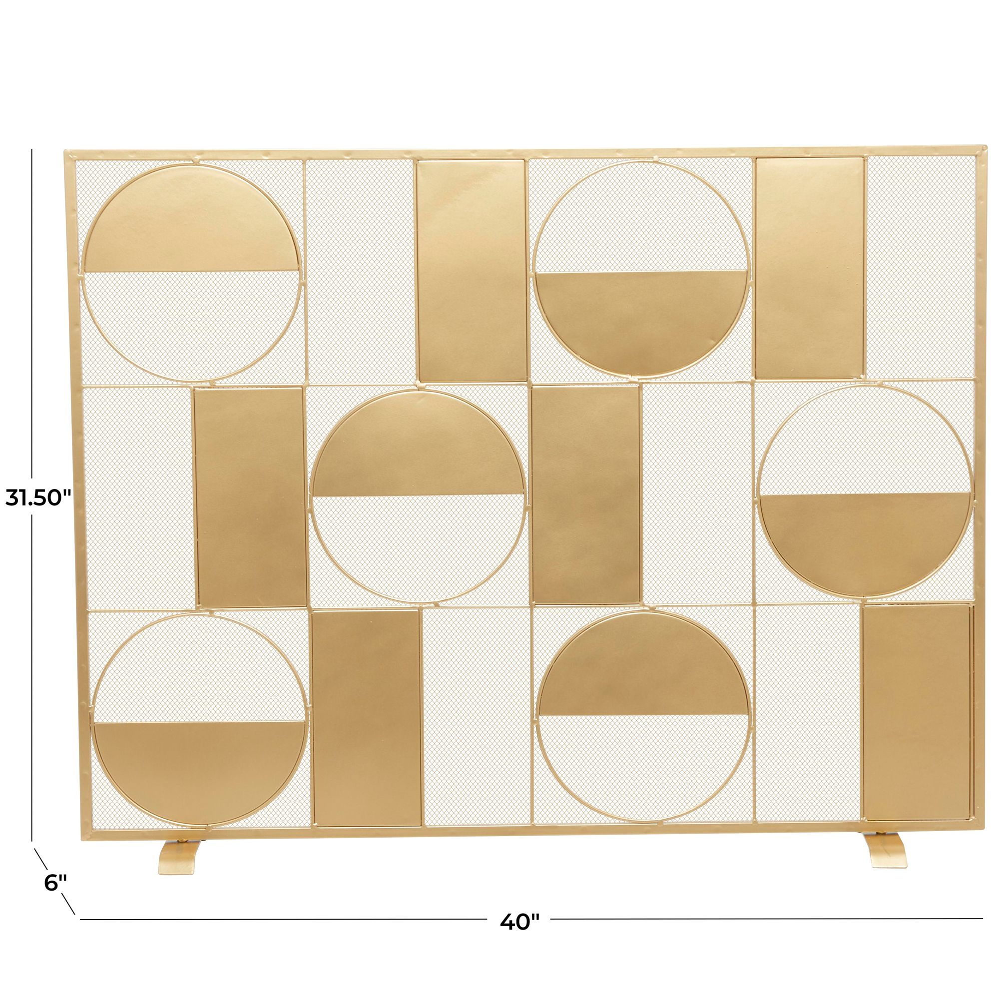 Image 7 Gold Metal Contemporary Fireplace Screen, 40" x 6" x 32" more views