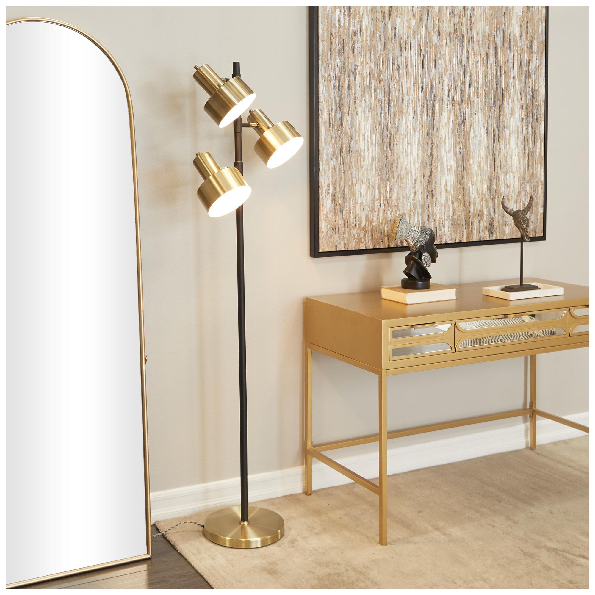 Image 4 Gold Metal Contemporary Floor Lamp, 20" x 11" x 67" more views