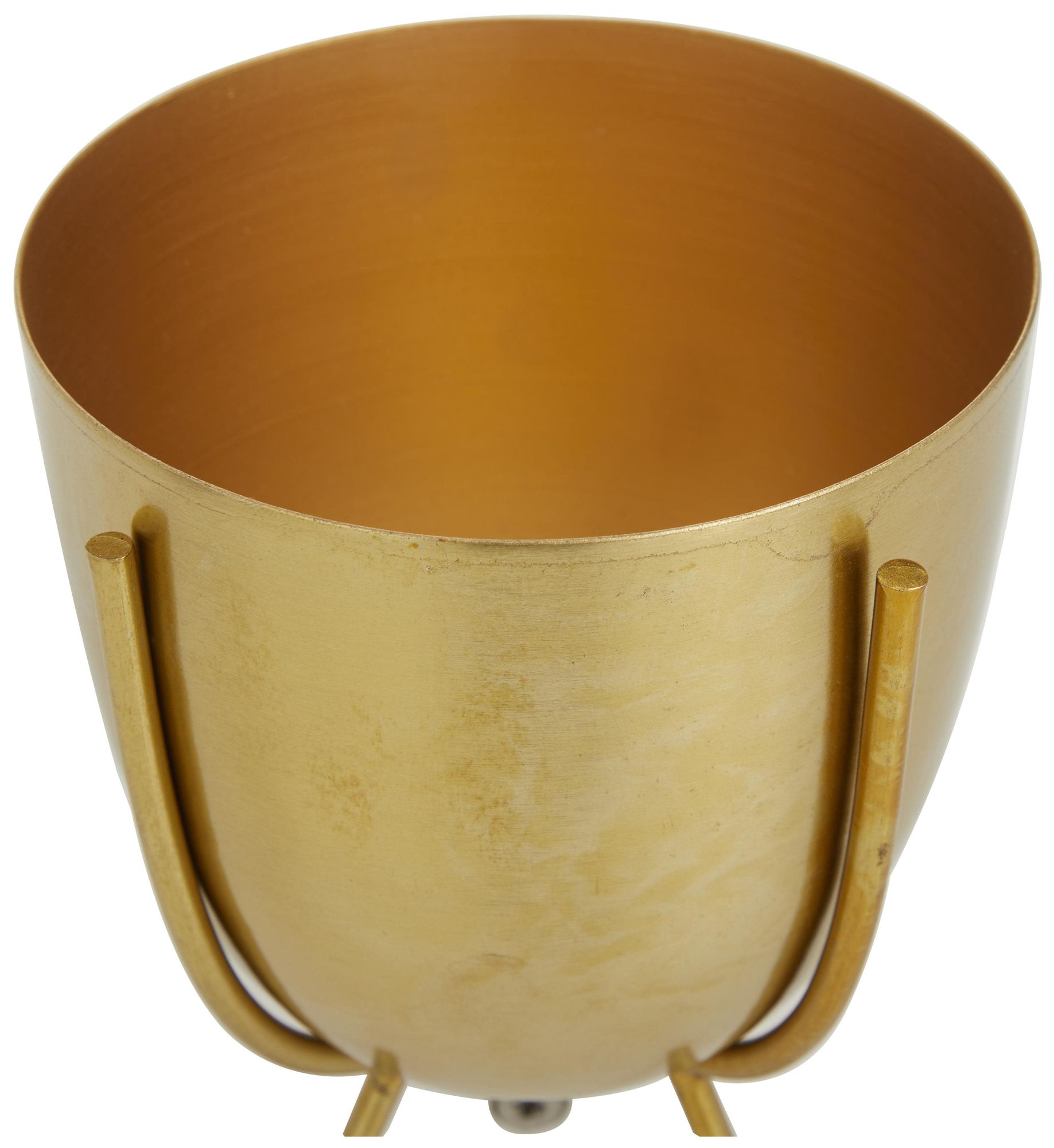 Image 3 Gold Metal Contemporary Planter, S/2 6", 7"H more views