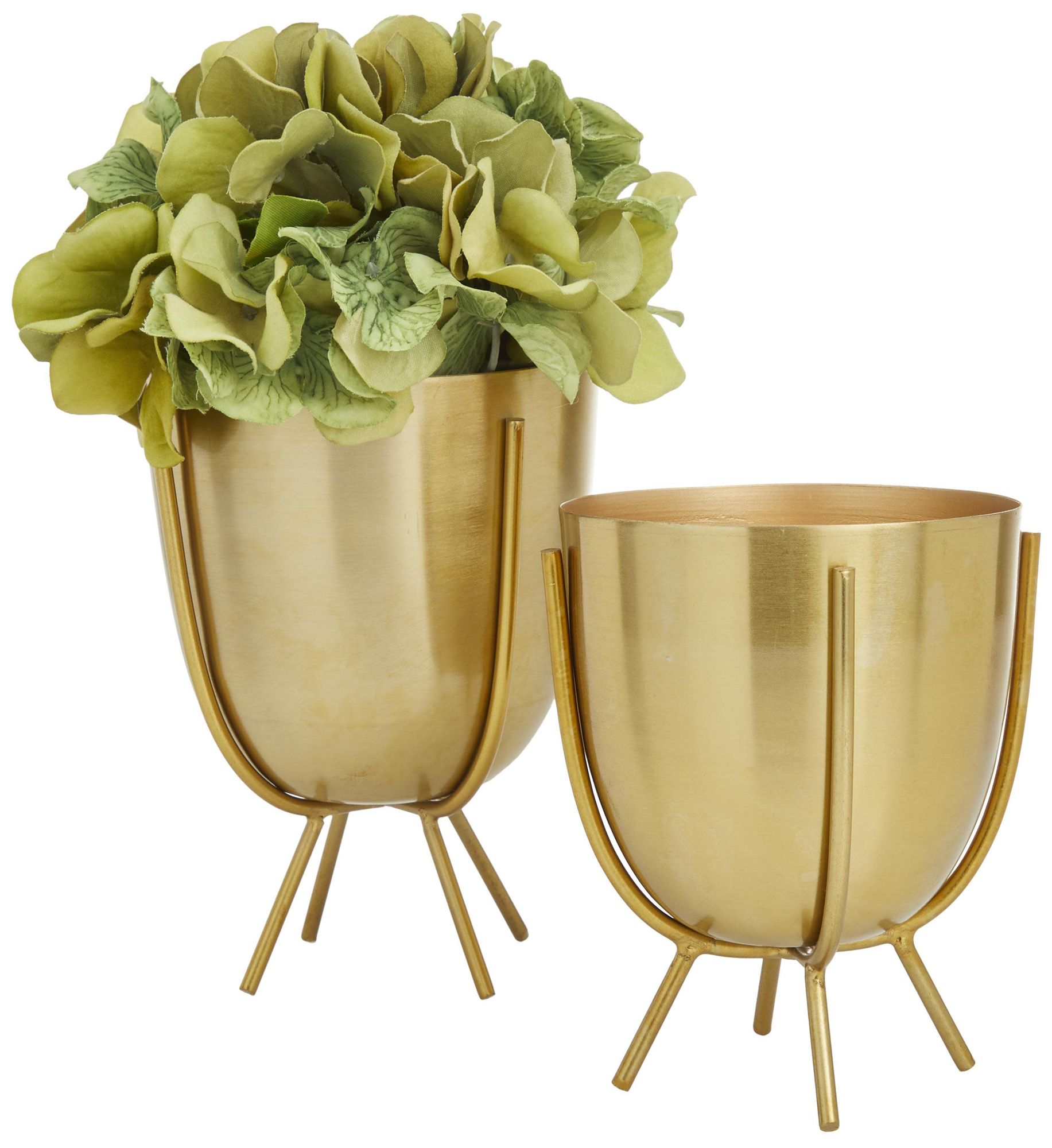 Image 6 Gold Metal Contemporary Planter, S/2 6", 7"H more views
