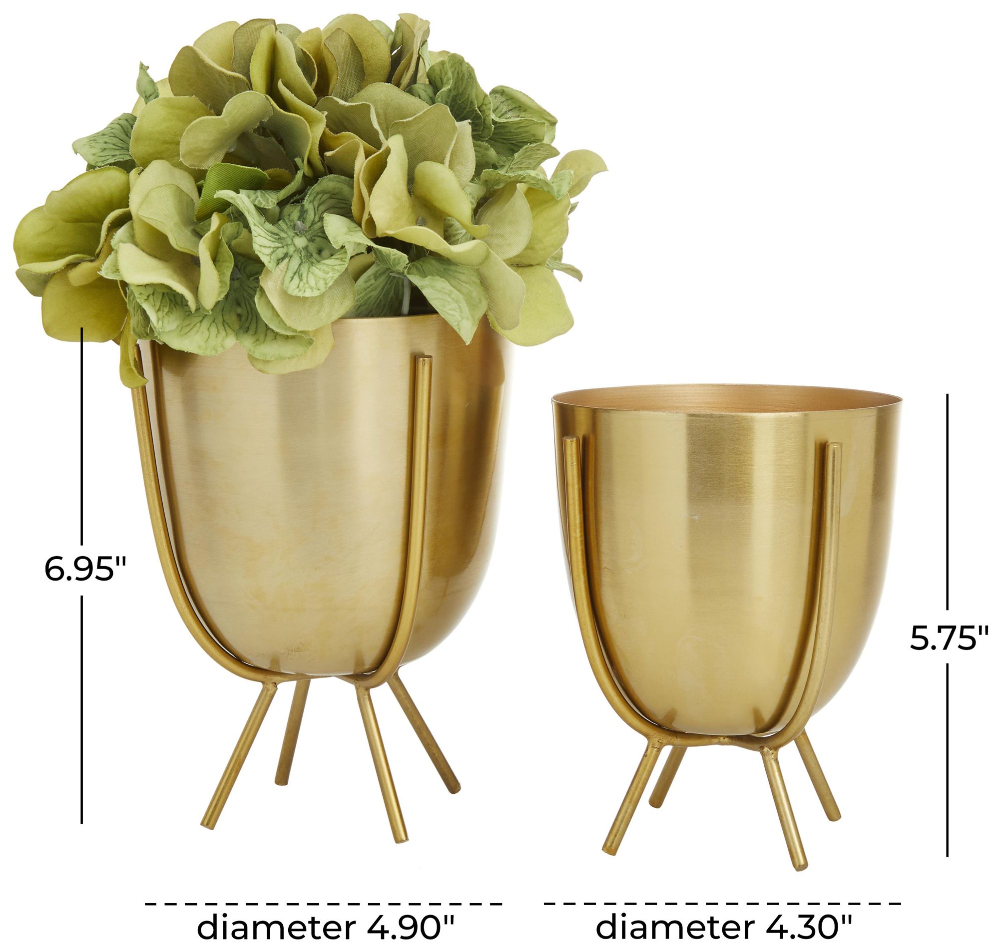 Image 7 Gold Metal Contemporary Planter, S/2 6", 7"H more views