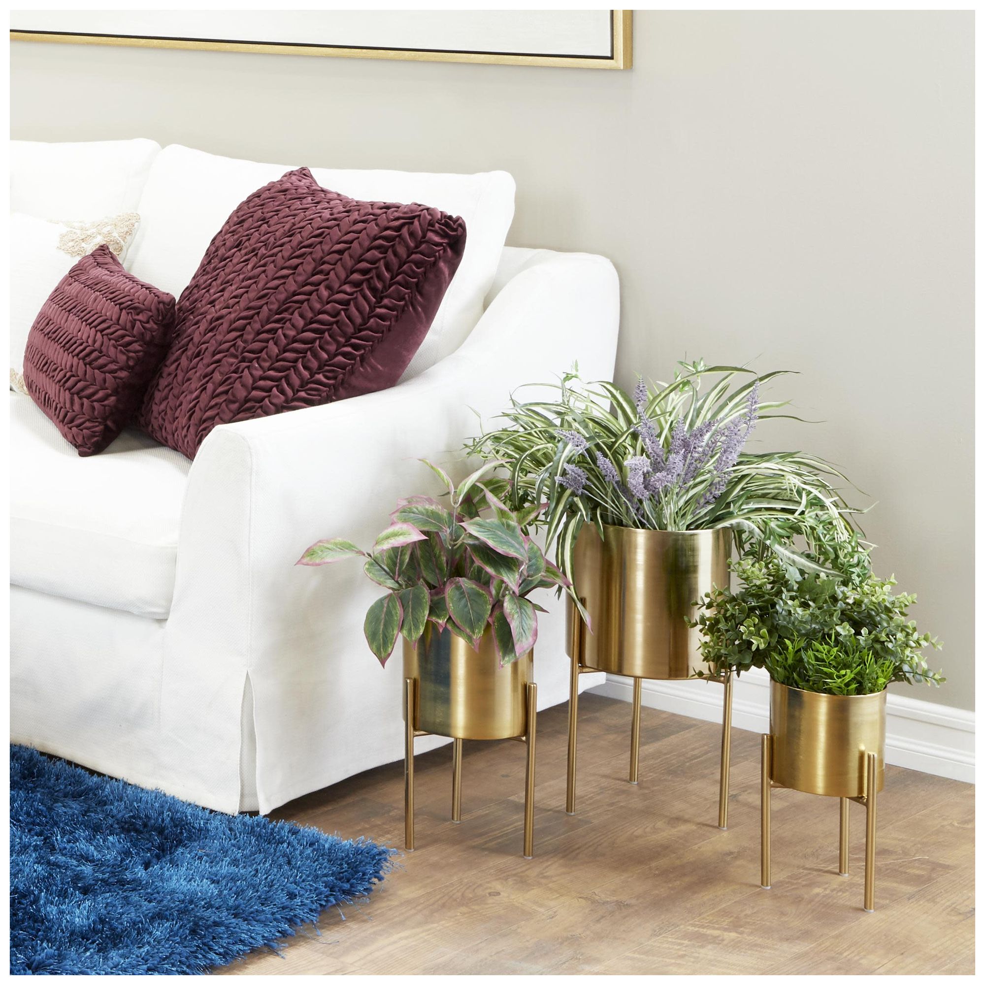 Image 4 Gold Metal Contemporary Planter, S/3 18", 14", 12"H more views