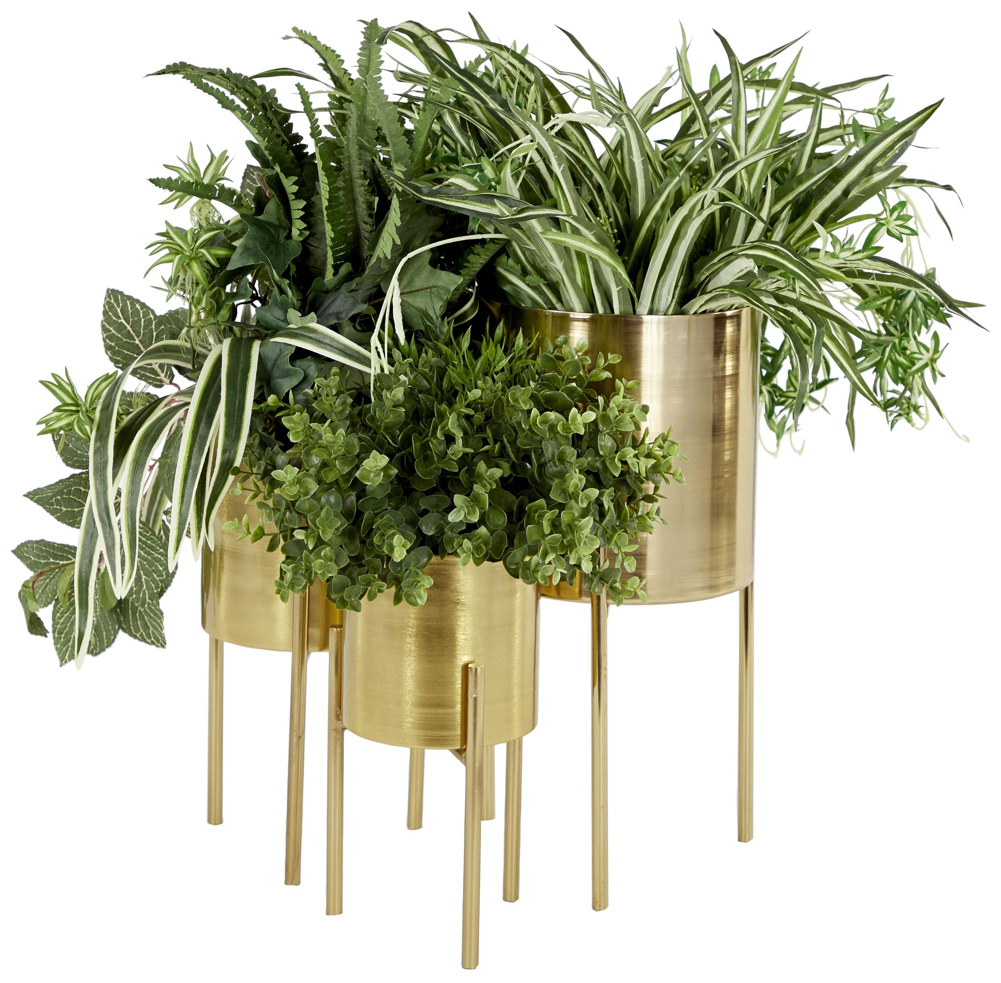 Image 5 Gold Metal Contemporary Planter, S/3 18", 14", 12"H more views