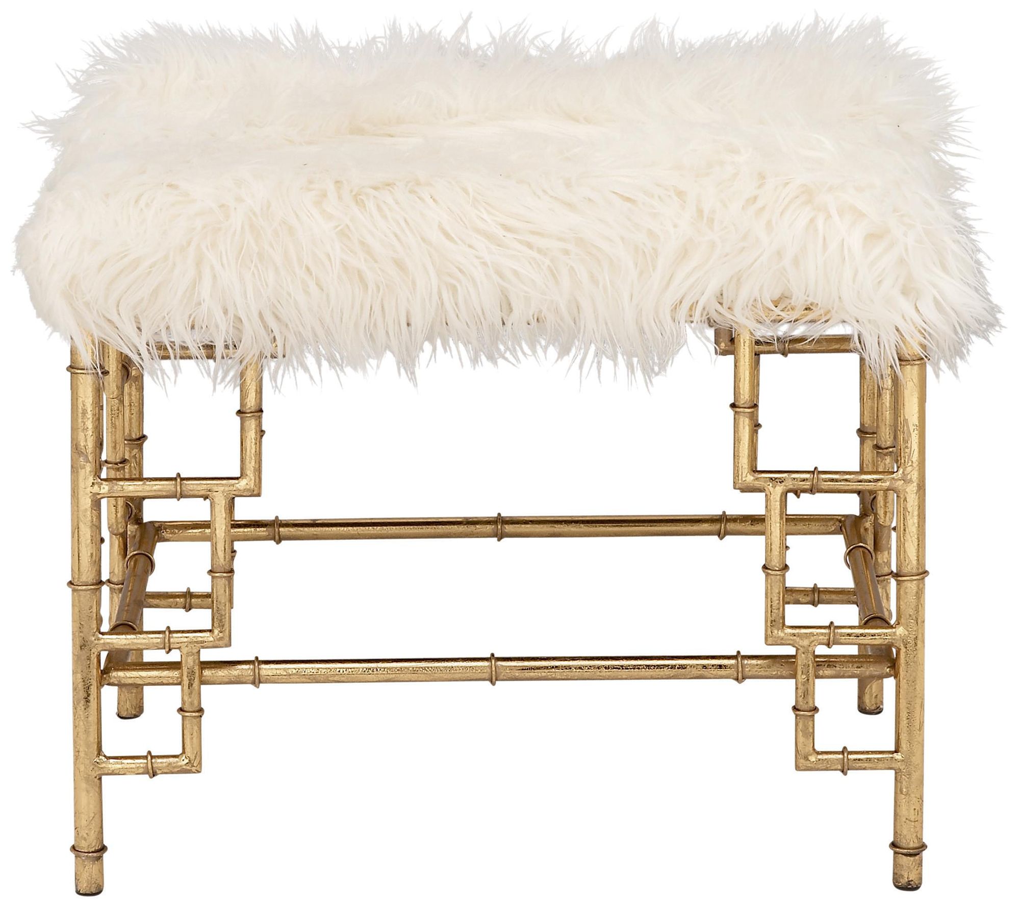 Image 2 Gold Metal Contemporary Stool, 23" x 18" x 19"