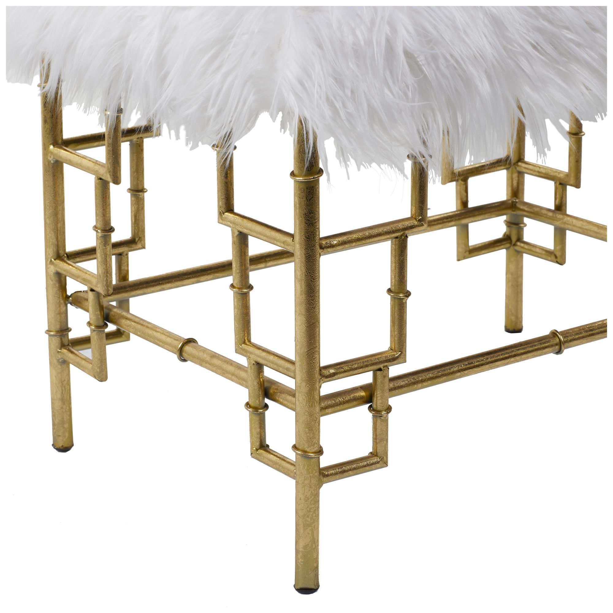 Image 3 Gold Metal Contemporary Stool, 23" x 18" x 19" more views