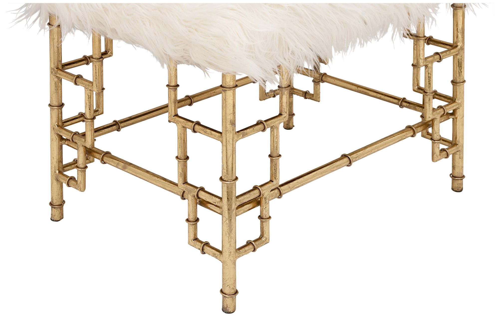 Image 4 Gold Metal Contemporary Stool, 23" x 18" x 19" more views