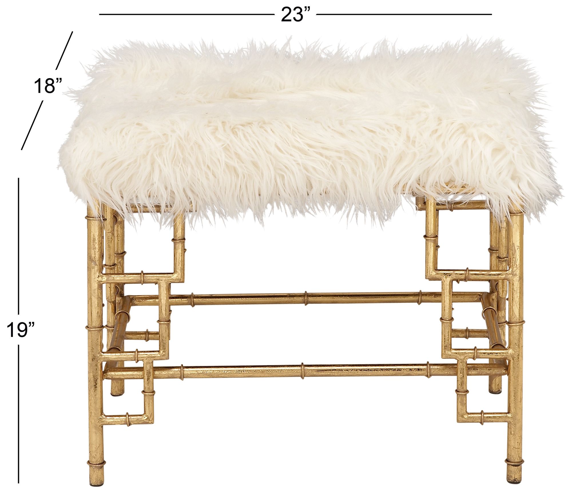 Image 5 Gold Metal Contemporary Stool, 23" x 18" x 19" more views