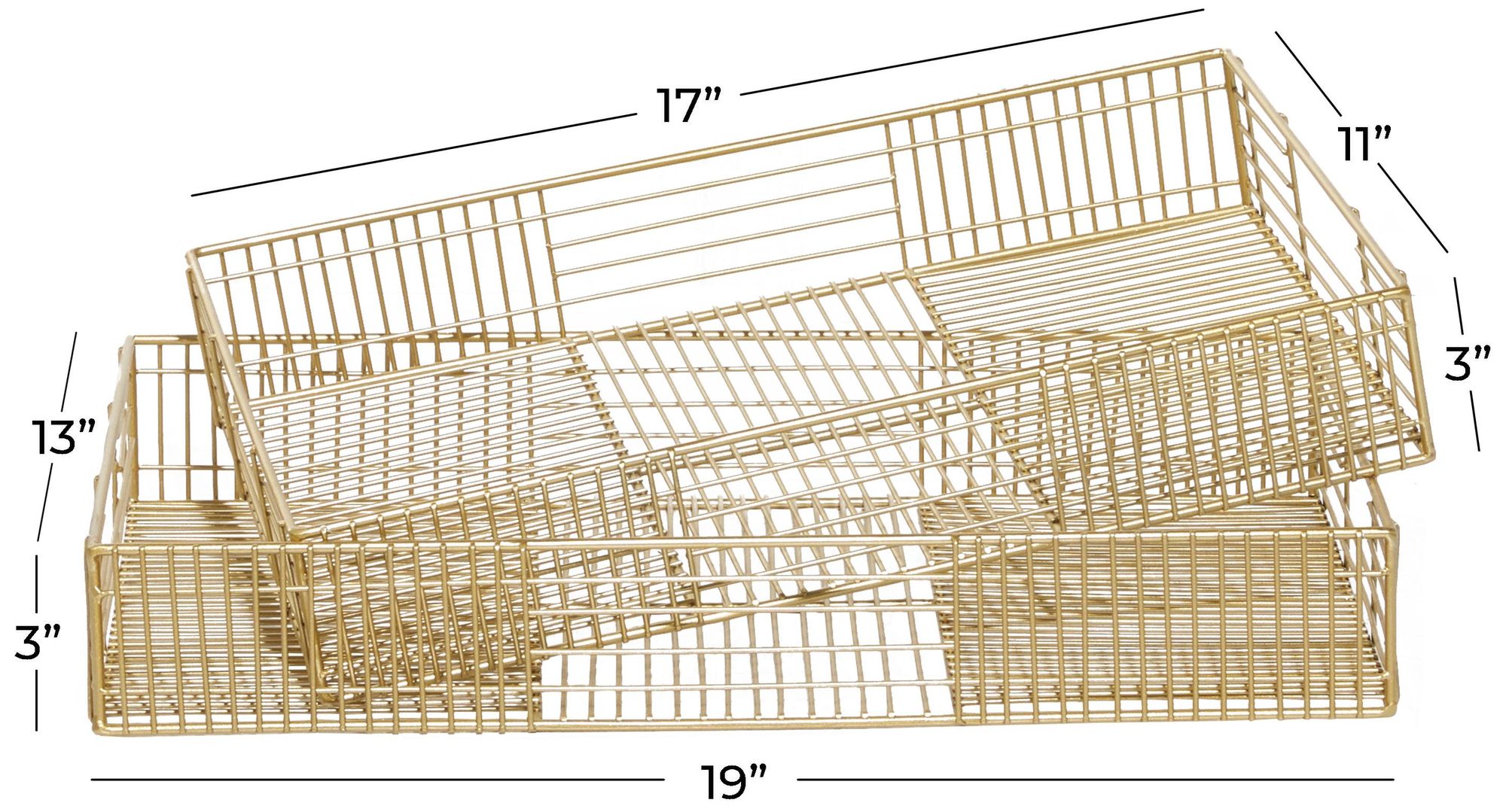 Image 6 Gold Metal Contemporary Tray, S/2 17", 19"W more views
