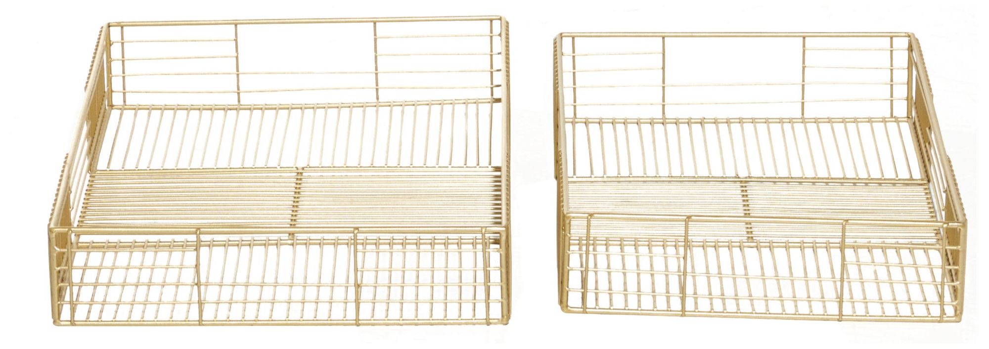 Gold Metal Contemporary Tray, S/2 17", 19"W