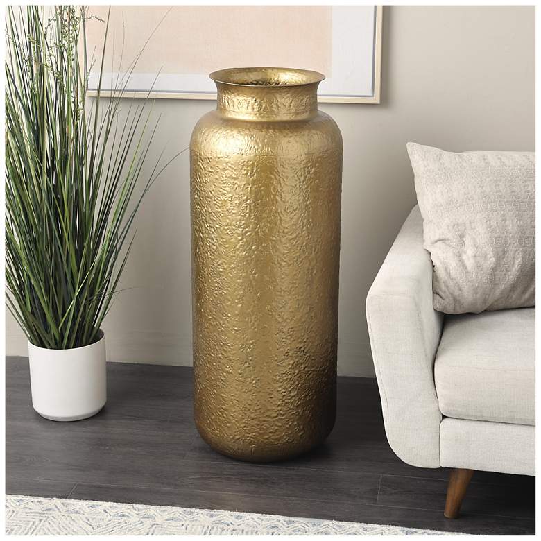 Image 1 Gold Metal Contemporary Vase, 16" x 16" x 40"