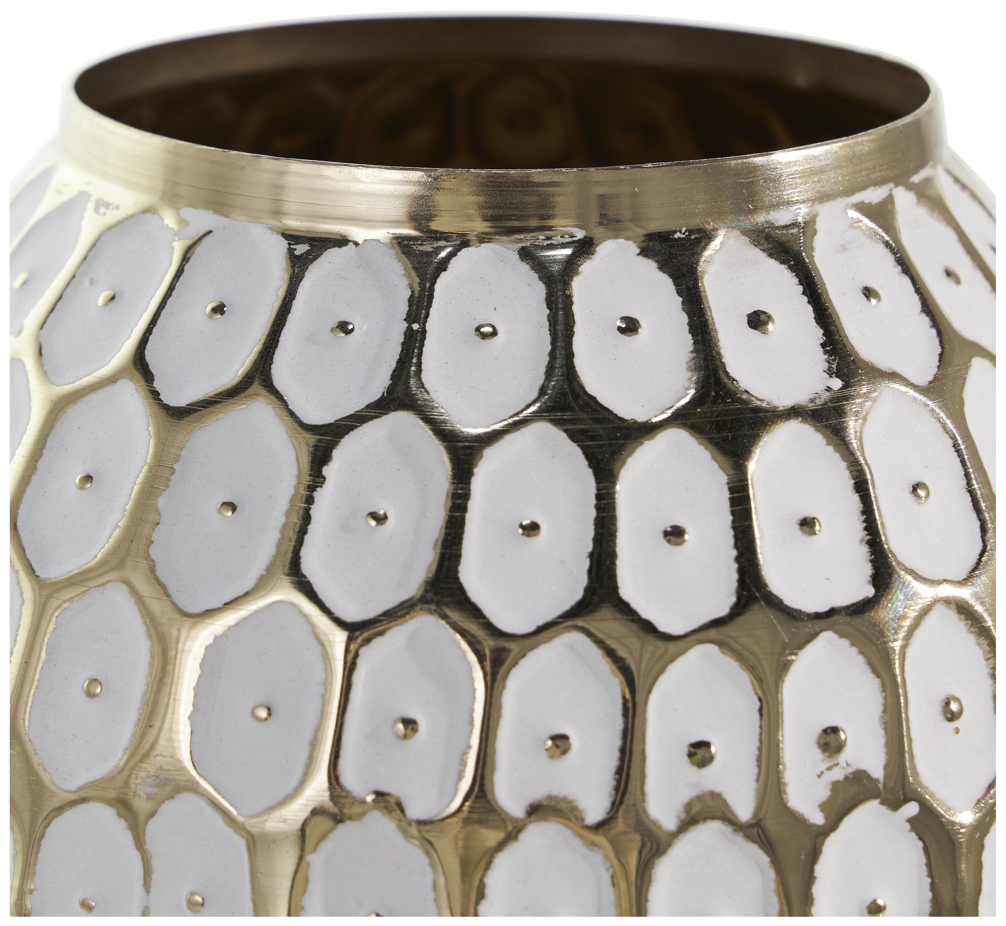 Image 3 Gold Metal Contemporary Vase, 7" x 7" x 11" more views