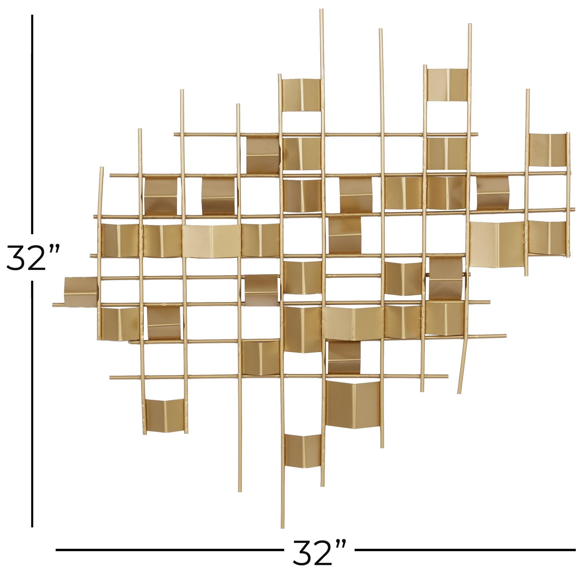 Image 7 Gold Metal Contemporary Wall Decor, 32" x 2" x 32" more views
