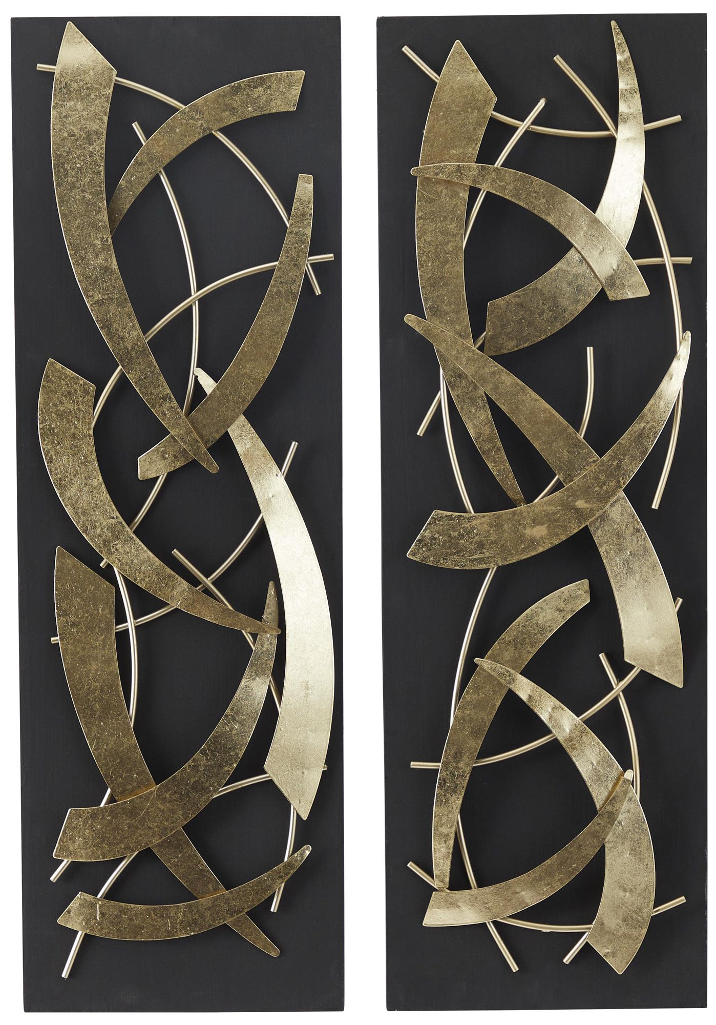 Image 2 Gold Metal Contemporary Wall Decor, S/2 12"W, 36"H