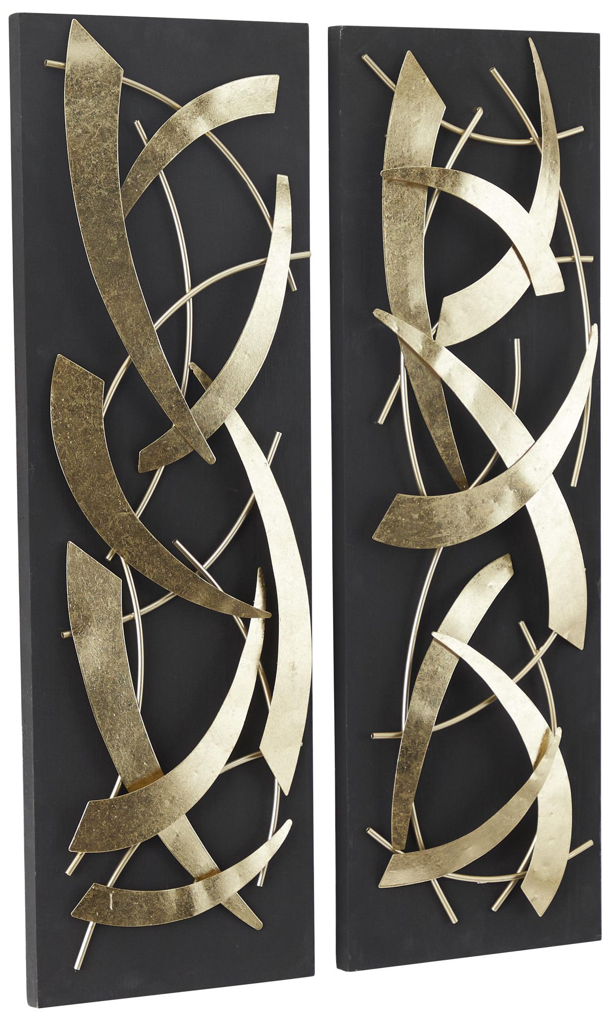 Image 5 Gold Metal Contemporary Wall Decor, S/2 12"W, 36"H more views