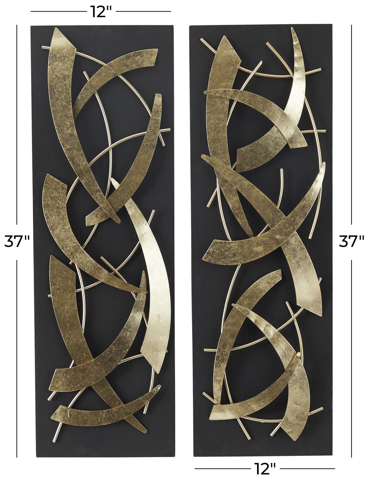 Image 6 Gold Metal Contemporary Wall Decor, S/2 12"W, 36"H more views