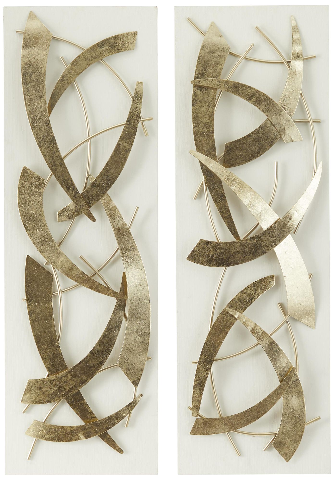 Image 2 Gold Metal Contemporary Wall Decor, S/2 12"W, 37"H