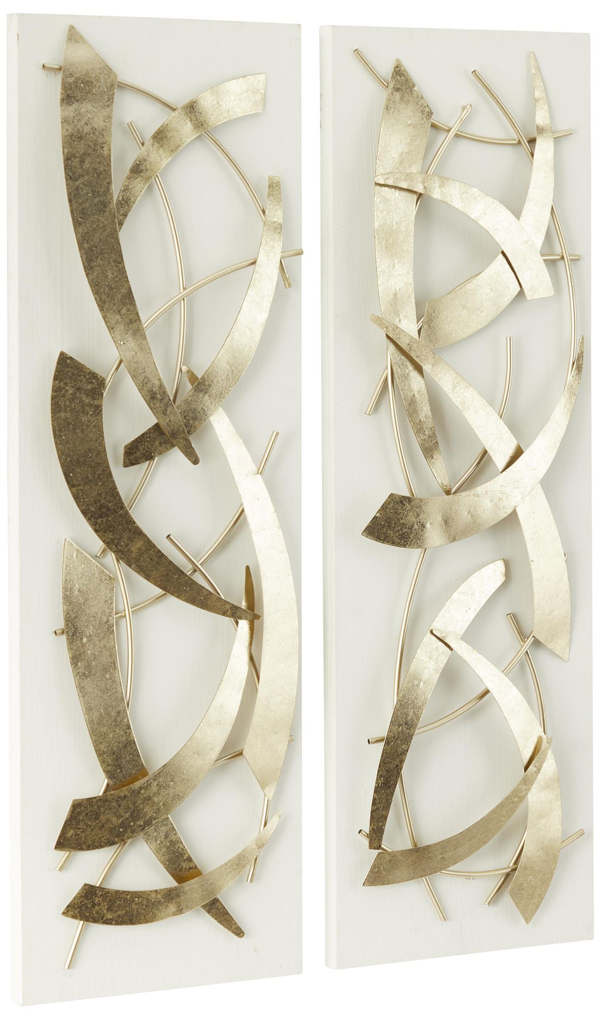 Image 5 Gold Metal Contemporary Wall Decor, S/2 12"W, 37"H more views