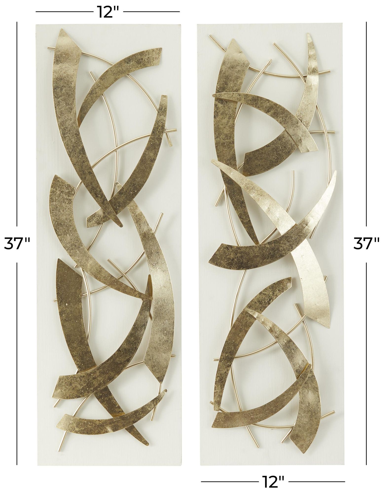 Image 6 Gold Metal Contemporary Wall Decor, S/2 12"W, 37"H more views