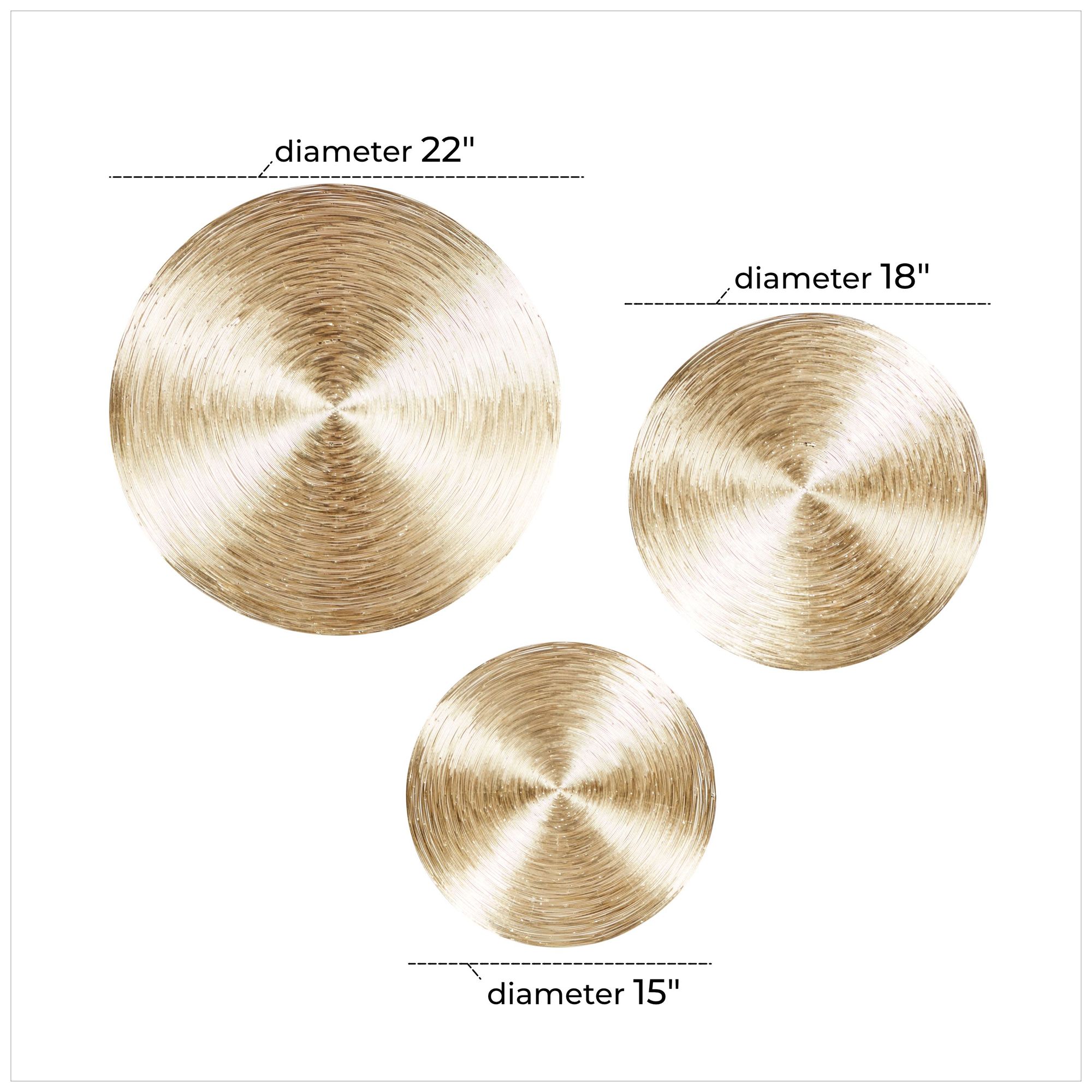 Image 7 Gold Metal Contemporary Wall Decor, S/3 23", 18", 15"W more views