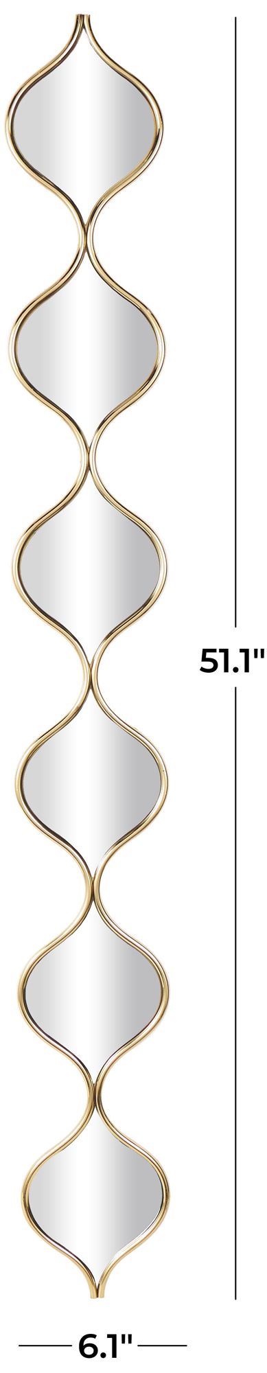 Image 7 Gold Metal Contemporary Wall Mirror, 6" x 1" x 51" more views
