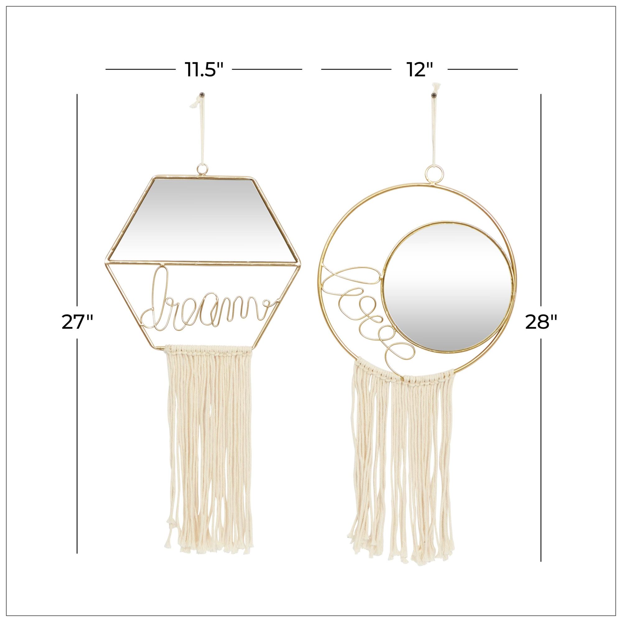 Image 7 Gold Metal Contemporary Wall Mirror, S/2 27", 28"H more views