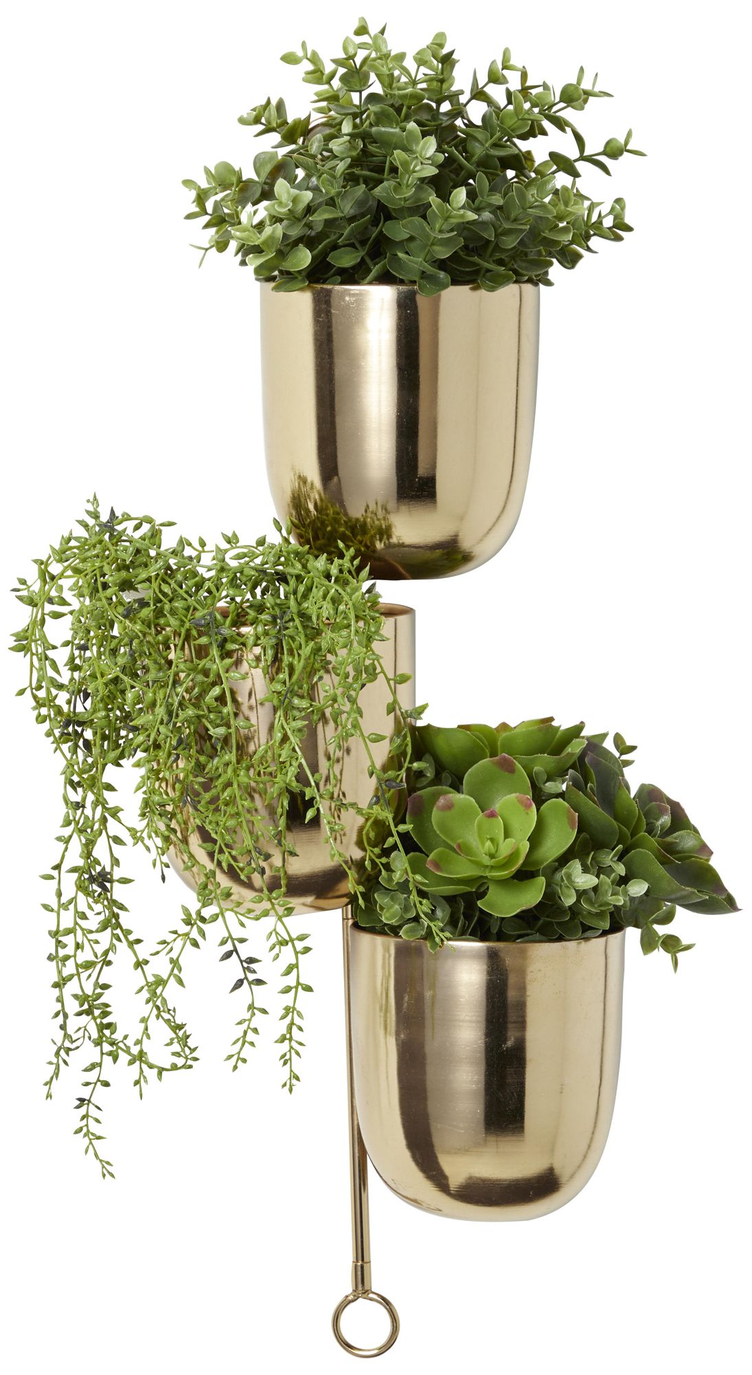 Image 5 Gold Metal Contemporary Wall Planter, 12" x 12" x 25" more views