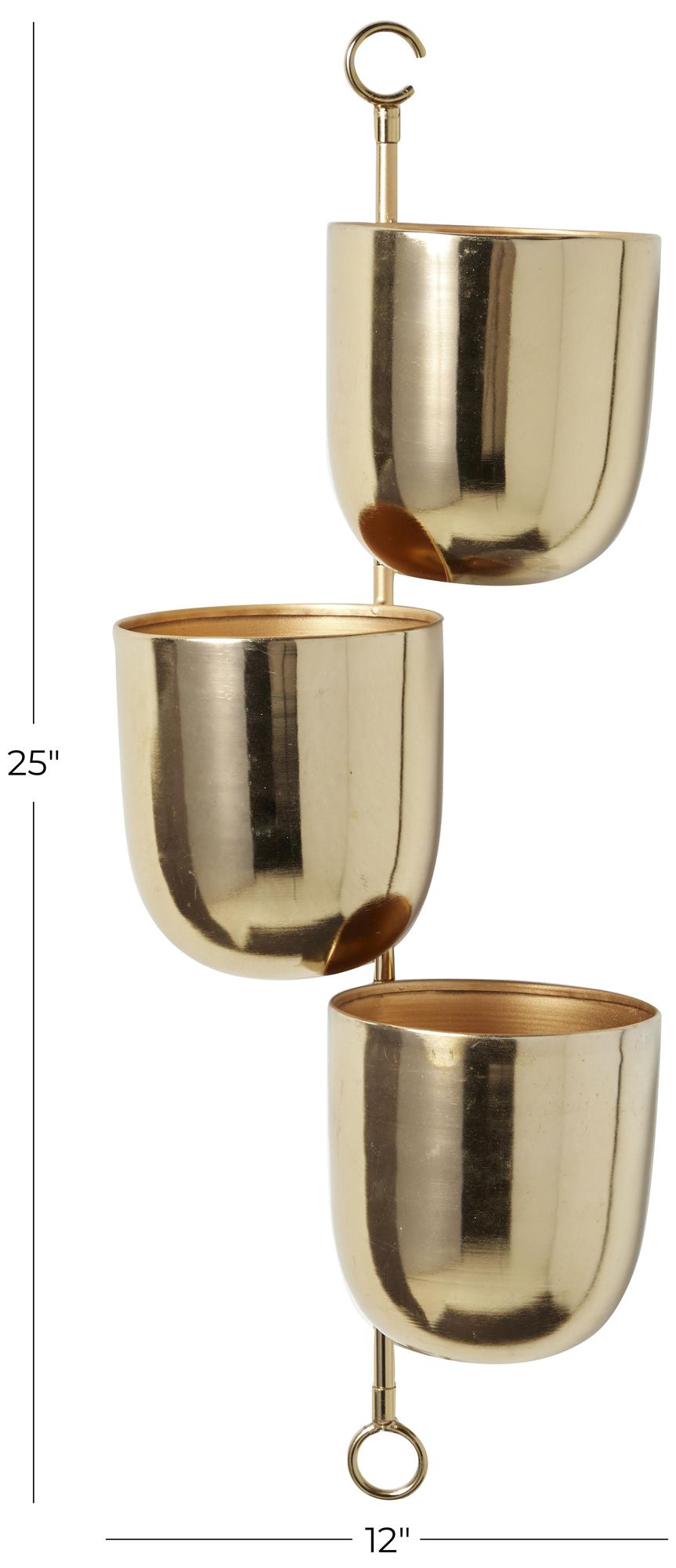 Image 6 Gold Metal Contemporary Wall Planter, 12" x 12" x 25" more views