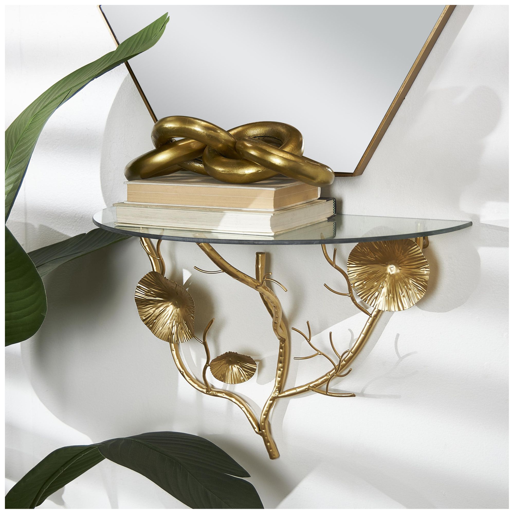 Image 3 Gold Metal Contemporary Wall Shelf, 24" x 12" x 16" more views