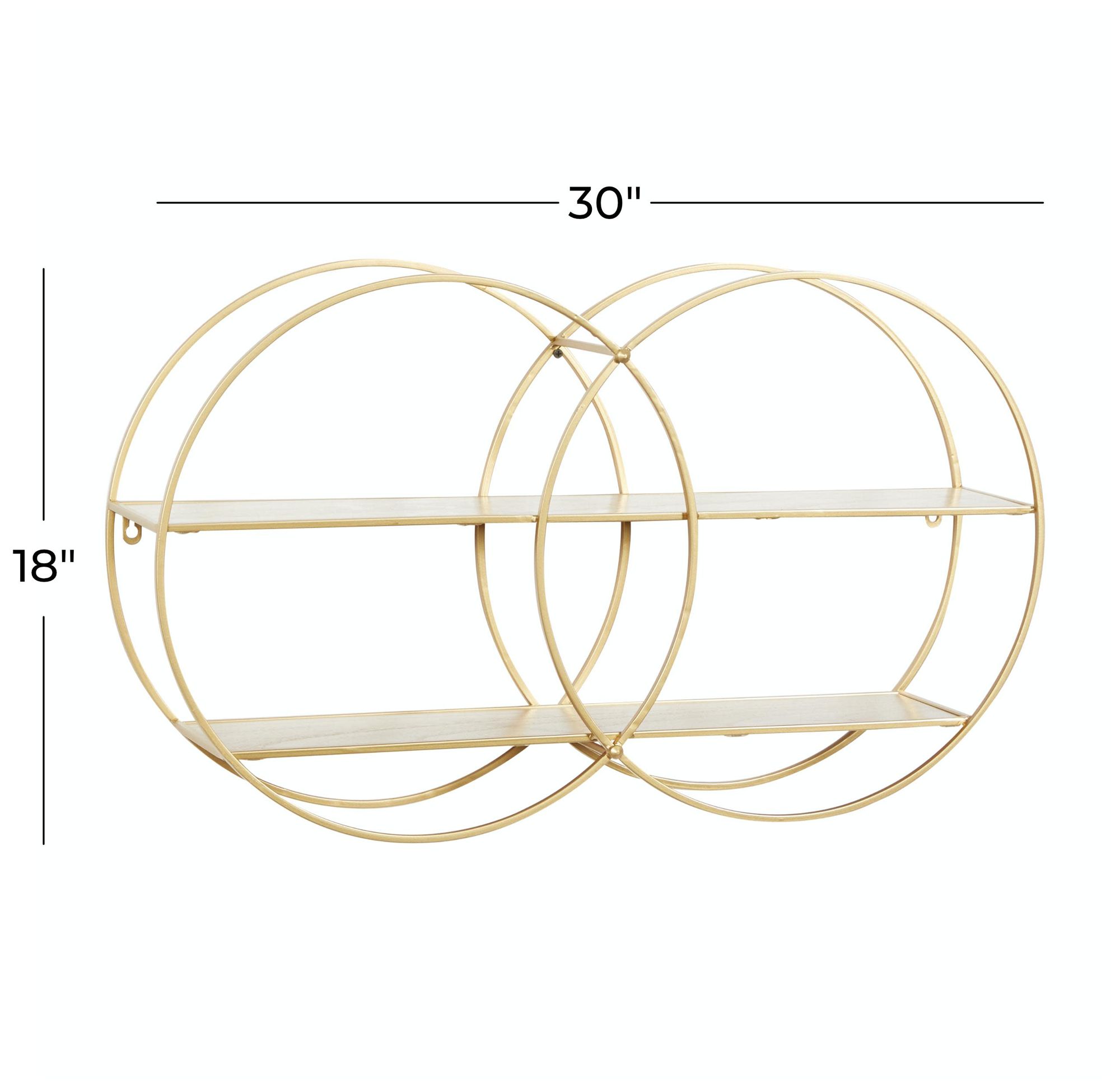 Image 7 Gold Metal Contemporary Wall Shelf, 30" x 6" x 18" more views