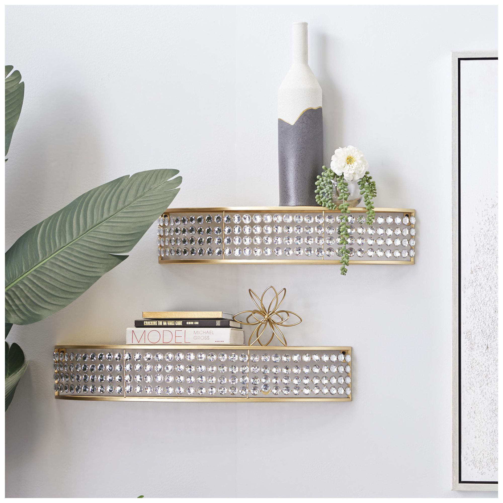 Image 4 Gold Metal Contemporary Wall Shelf, S/2 5", 5"H more views