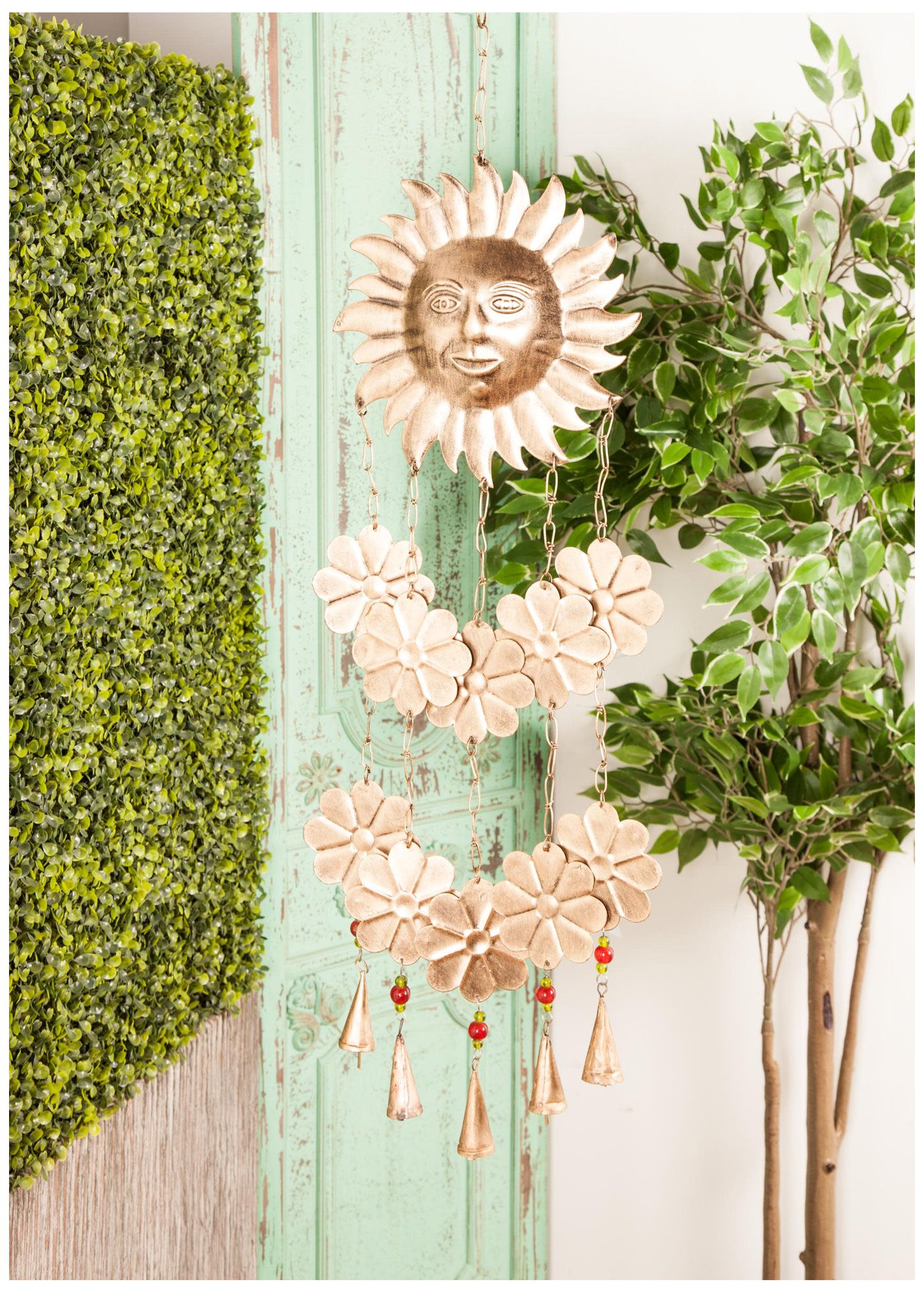 Image 4 Gold Metal Eclectic Windchime, 10" x 2" x 38" more views