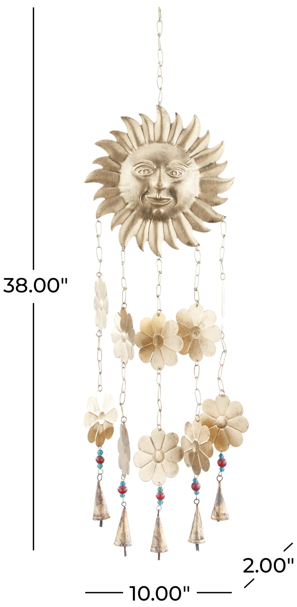 Image 7 Gold Metal Eclectic Windchime, 10" x 2" x 38" more views