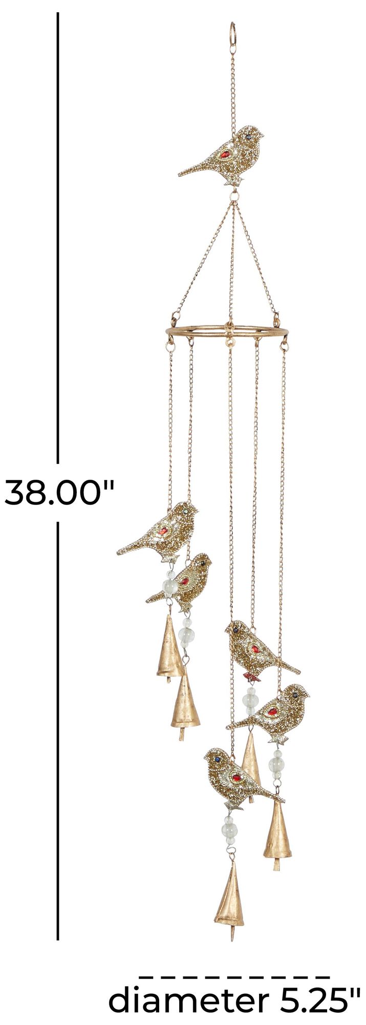 Image 6 Gold Metal Eclectic Windchime, 5" x 5" x 38" more views