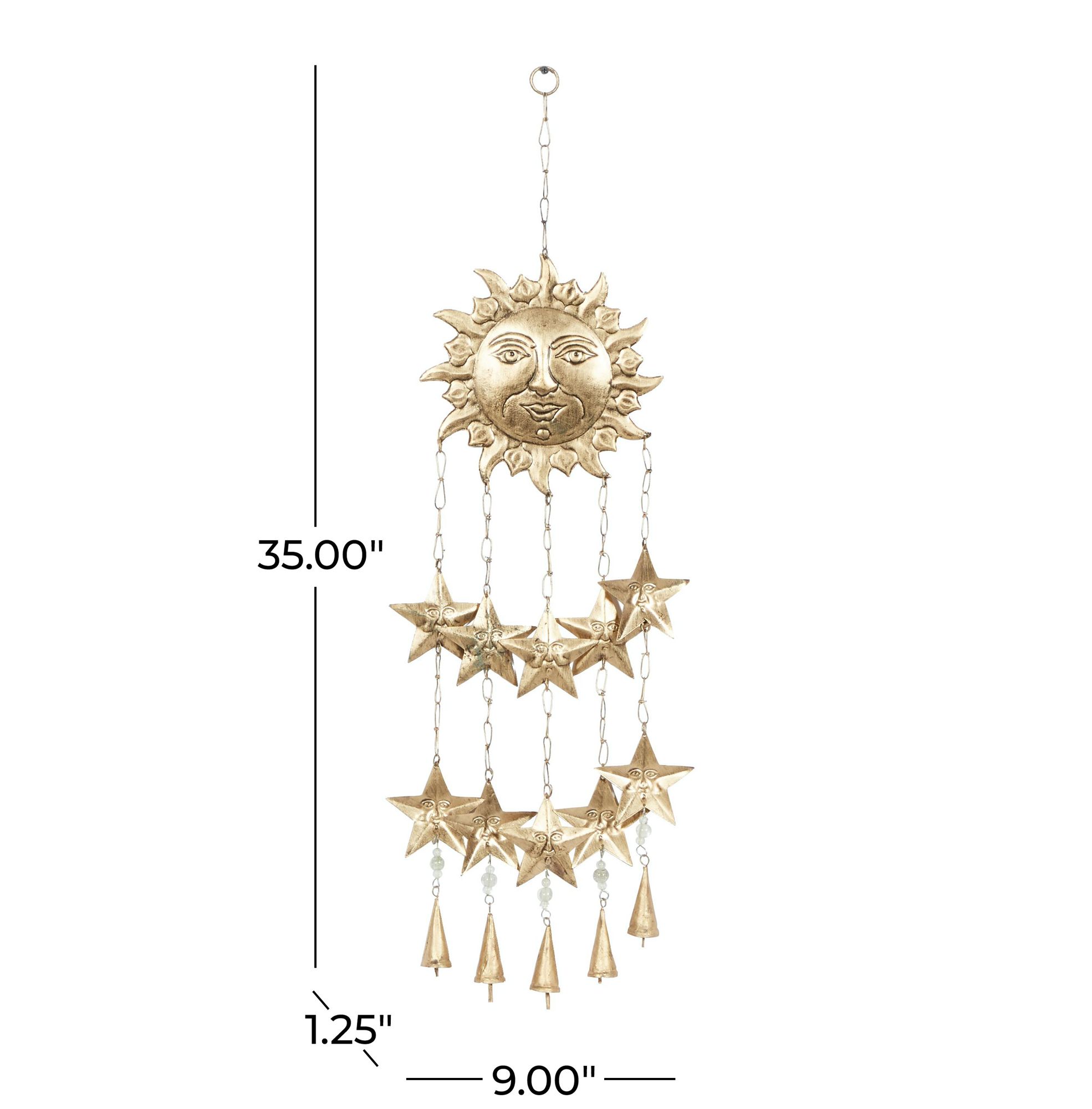 Image 7 Gold Metal Eclectic Windchime, 9" x 1" x 35" more views