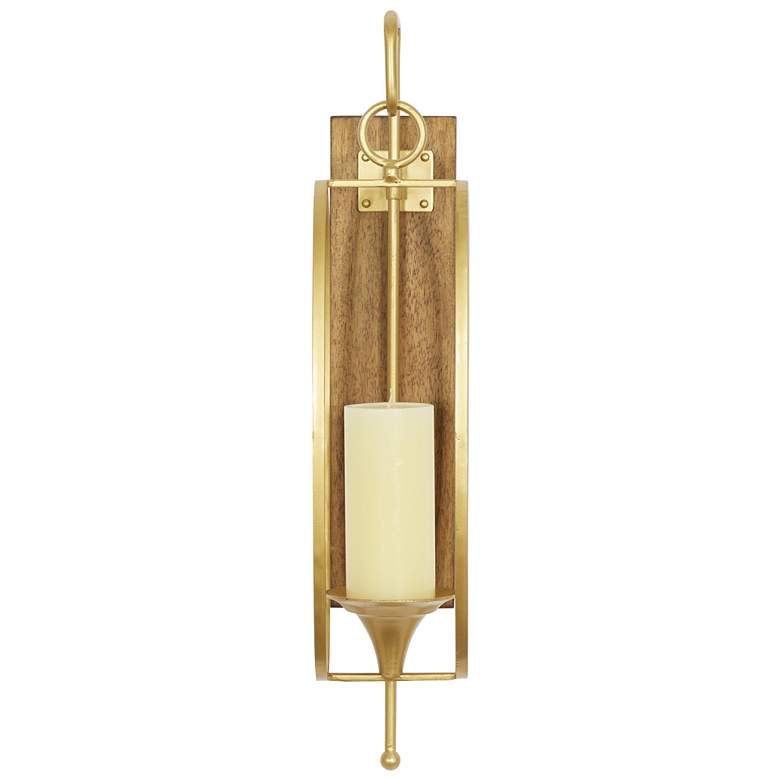 Image 1 Gold Metal Farmhouse Wall Sconce, 6" x 8" x 24"