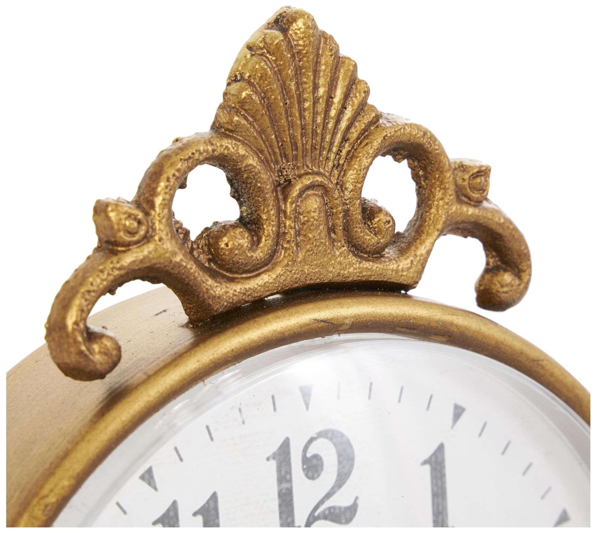 Image 2 Gold Metal French Country Clock, 6" x 2" x 9" more views