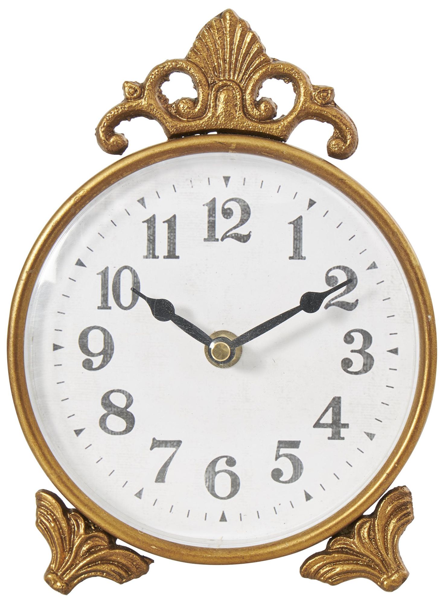 Image 6 Gold Metal French Country Clock, 6" x 2" x 9" more views