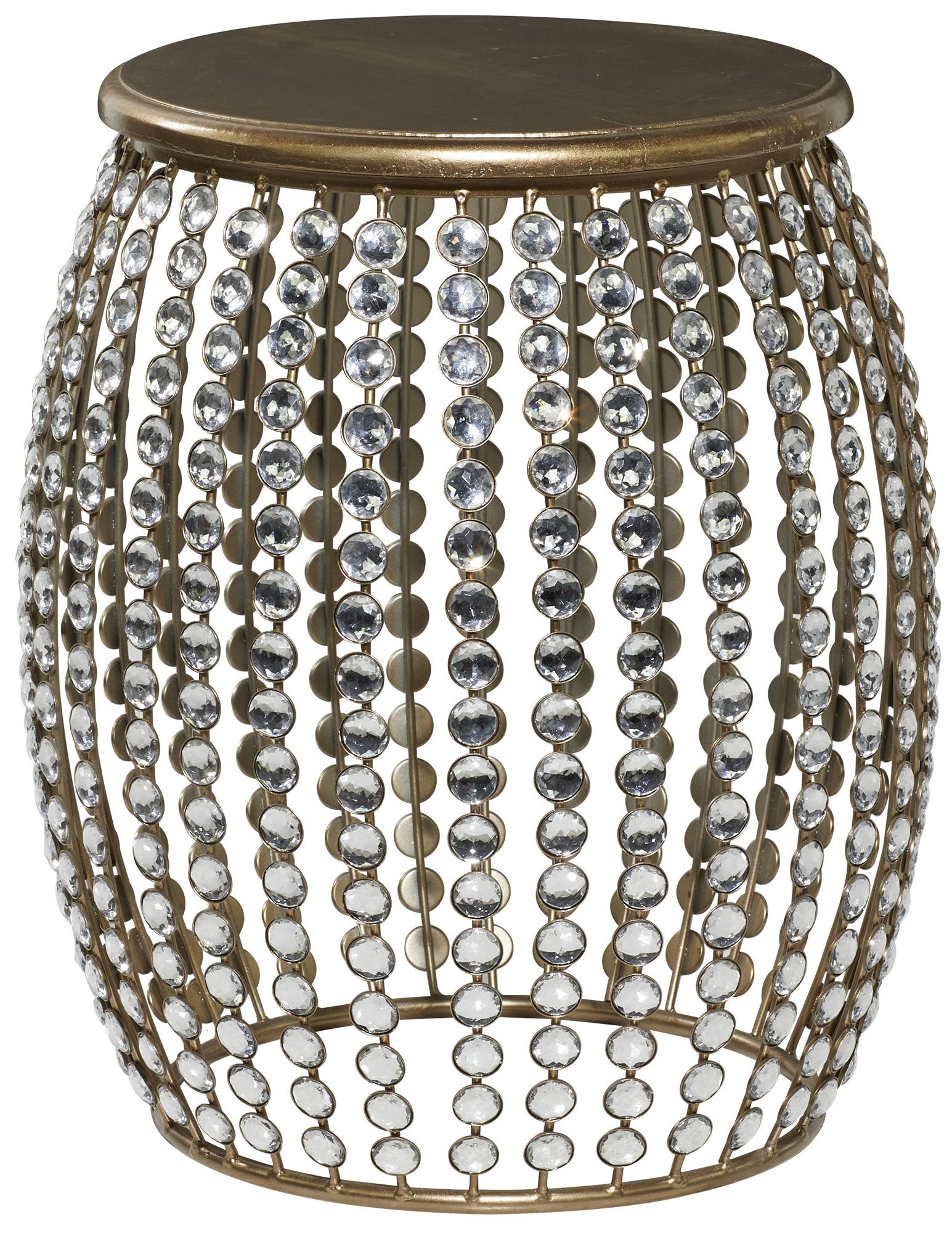 Gold Metal Glam Accent Table, 16" x 16" x 19"