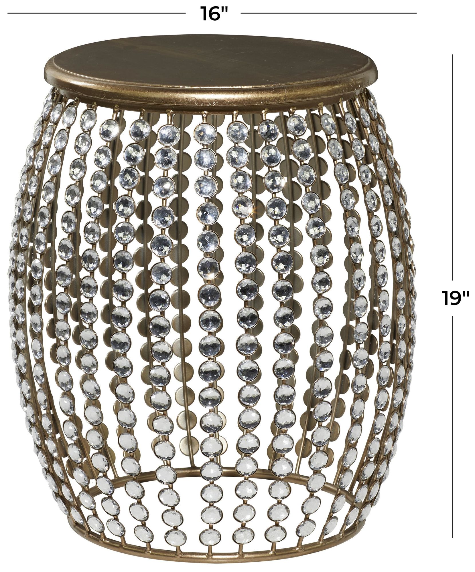 Image 6 Gold Metal Glam Accent Table, 16" x 16" x 19" more views